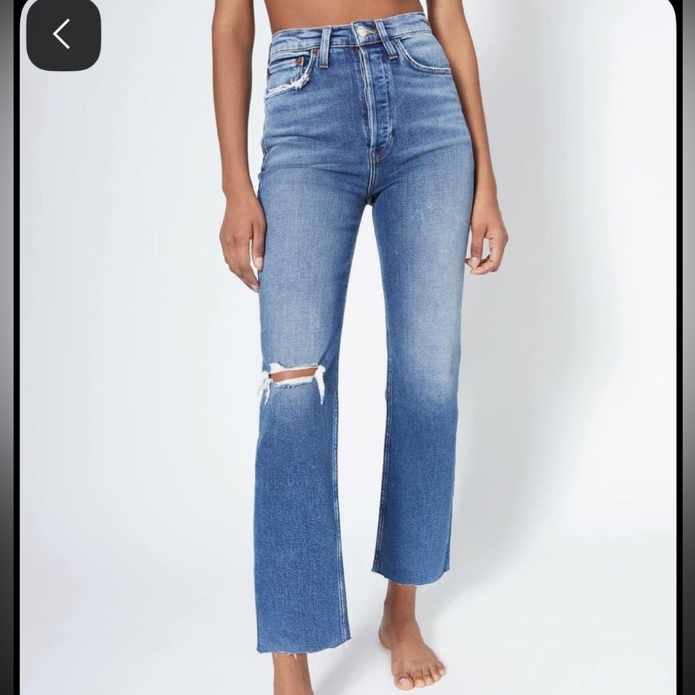 Re/Done High Rise Stove Pipe Blue Jeans